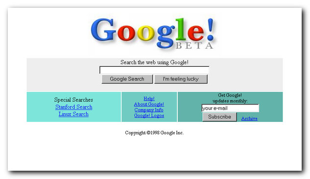 Google's site in 1998