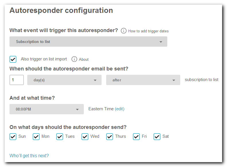 Mailchimp Autoresponder Configuration