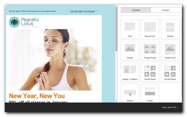 Relaxation newsletter theme in Mailchimp