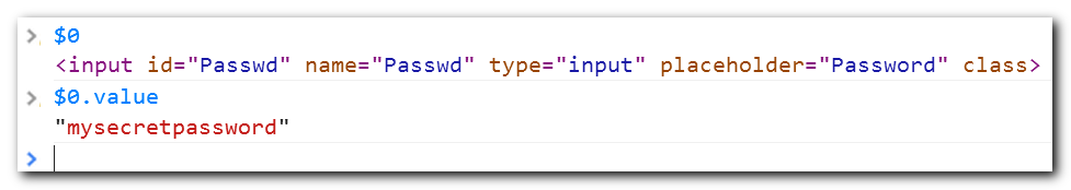 Password in the console