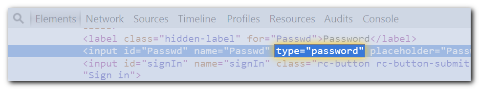 The password field in the source