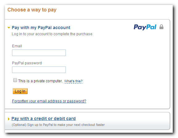 Paypal checkout using Paypal account