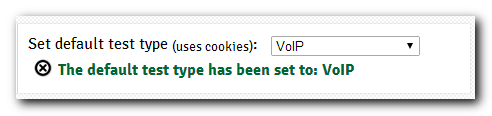 Choose VoIP as default test type