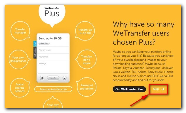 WeTransfer Skip