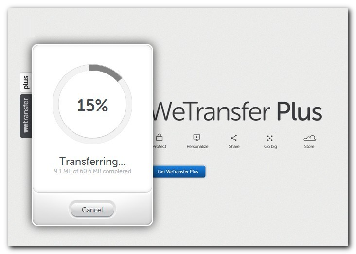 WeTransfer transferring